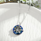 Evil eye necklace women's protection amulet silver with blue accent pendant