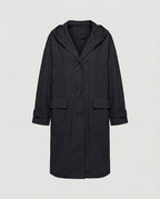 Women hooded water repellent trench coat maxi length in beige