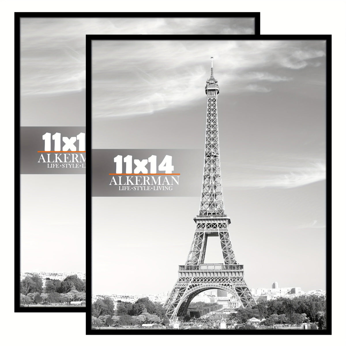 Black wall photo frames set of 2 for posters and artwork, vertical mounting