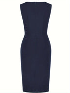 Women asymmetric hem pencil dress in black stretch knit fitted silhouette