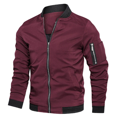 Men lightweight bomber jacket casual relaxed fit in black khaki red