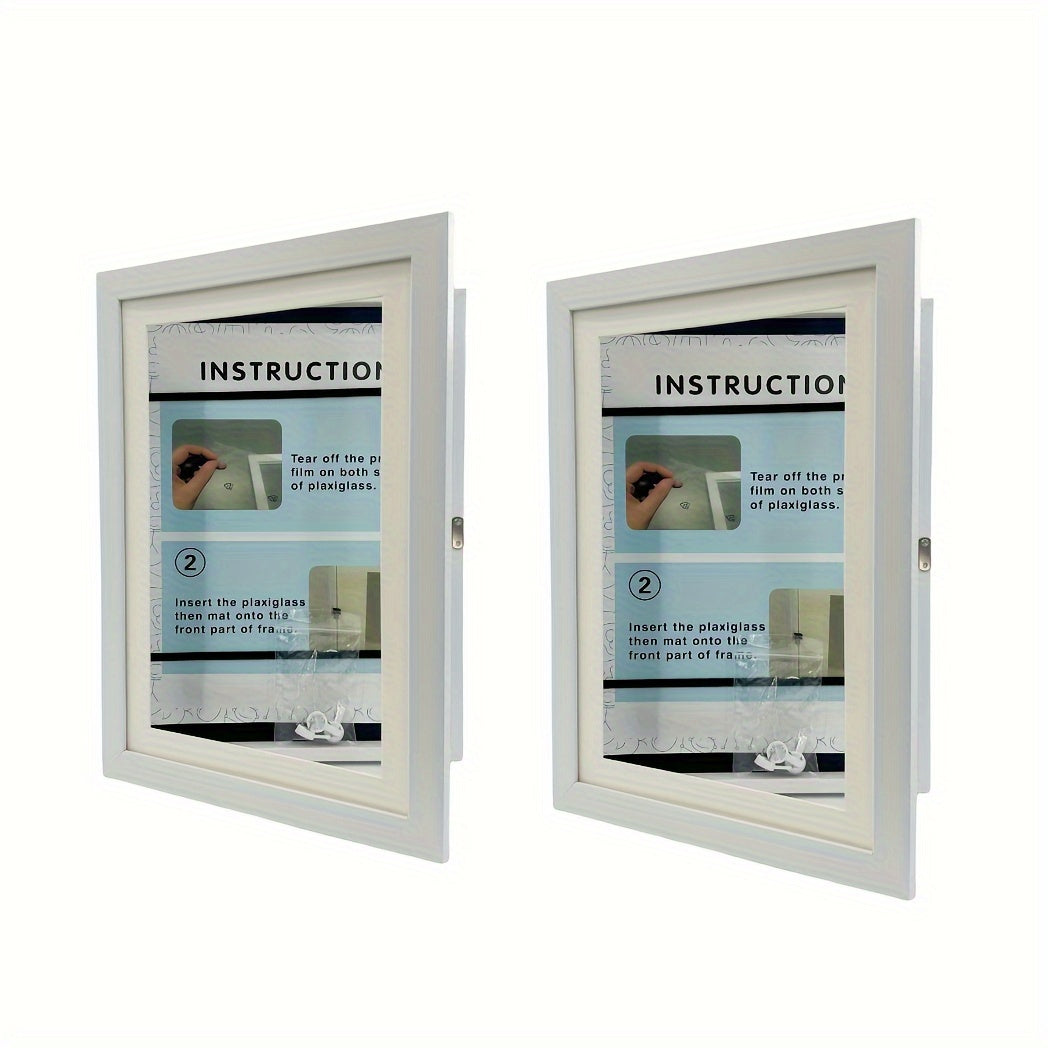 Magnetic photo frames set of 2, interchangeable with mat, A4 and A6, black and wood grain