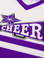 Kids cheerleading set with sleeveless top, skirt and pom-poms for girls
