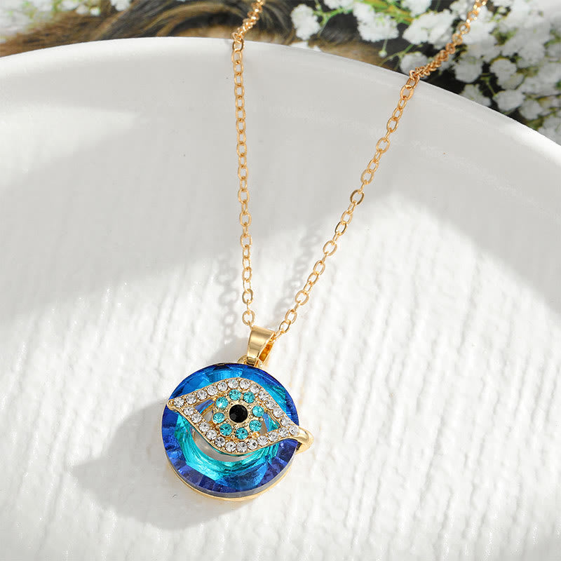 Evil eye necklace women's protection amulet silver with blue accent pendant