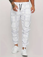 Men polyester jogger pants regular fit in grey black and white