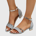 Orthopedic heeled sandals for women with adjustable strap and arch support