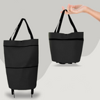 2-in-1 convertible shopping trolley bag with retractable wheels, foldable and lightweight