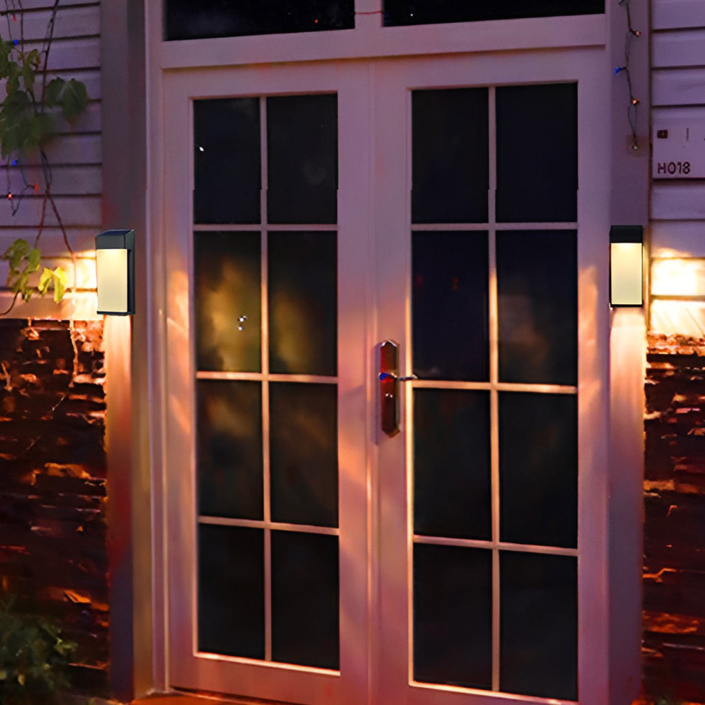 Solar wall lamp black IP44 waterproof warm white LED outdoor 2 pack