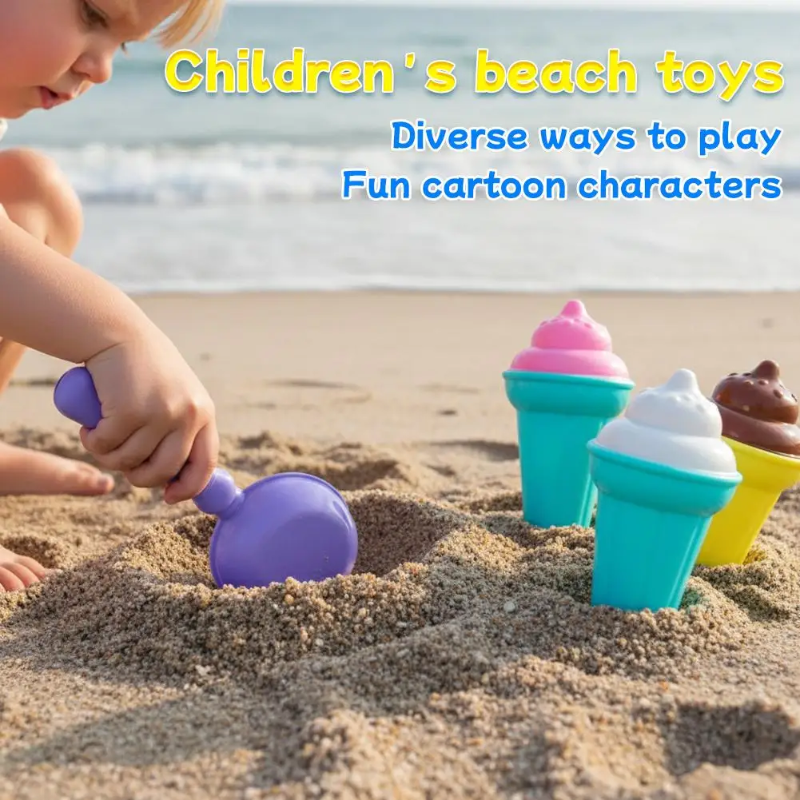 Sand play set beach ice cream molds creative outdoor kids toy ages 3 and up
