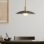 Brass pendant lamp mid-century style with white milk glass shade, 1-light E27