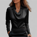 Women's draped collar blouse regular fit, long sleeve business casual style