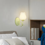 Green floral glass wall lamp, 3-step dimmable, 1 or 2-light indoor fixture