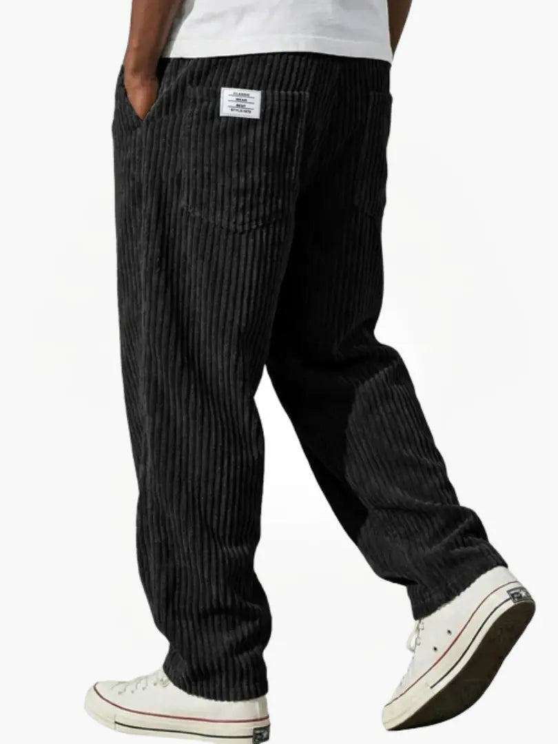 Men's corduroy drawstring trousers relaxed fit all-season smart casual