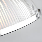 Retro pendant lamp with striped glass shade in chrome and bronze, 1-light hardwired ceiling fixture