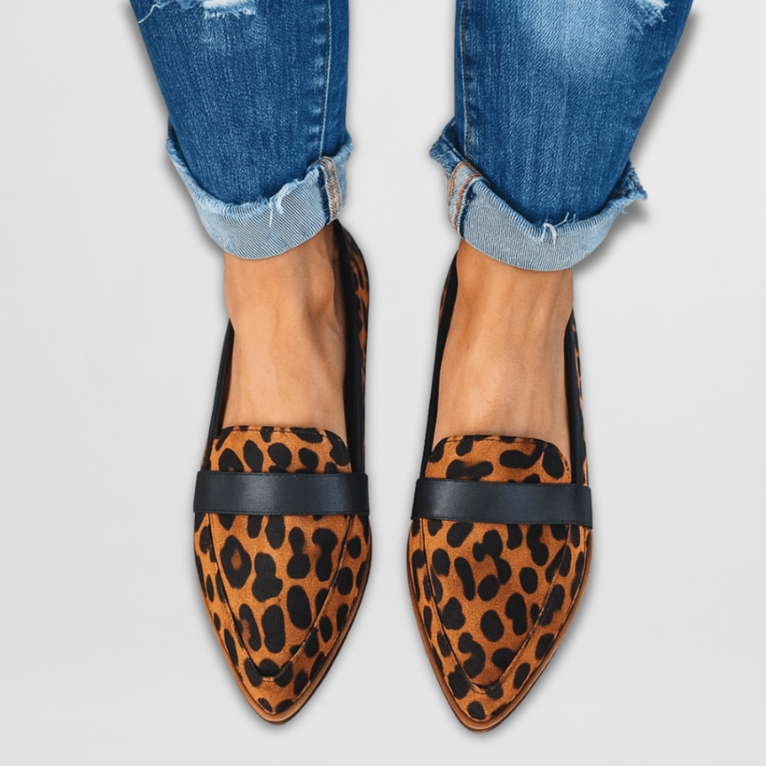 Women's orthopedic suede loafers, cushioned slip-on, available in khaki, gray, black and leopard