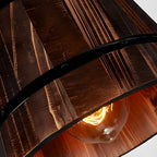 Pendant lamp rustic wooden bucket shade industrial style 1 or 3 light
