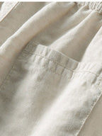 Men's linen shirt and pants set, breathable summer two-piece outfit in navy, white and black
