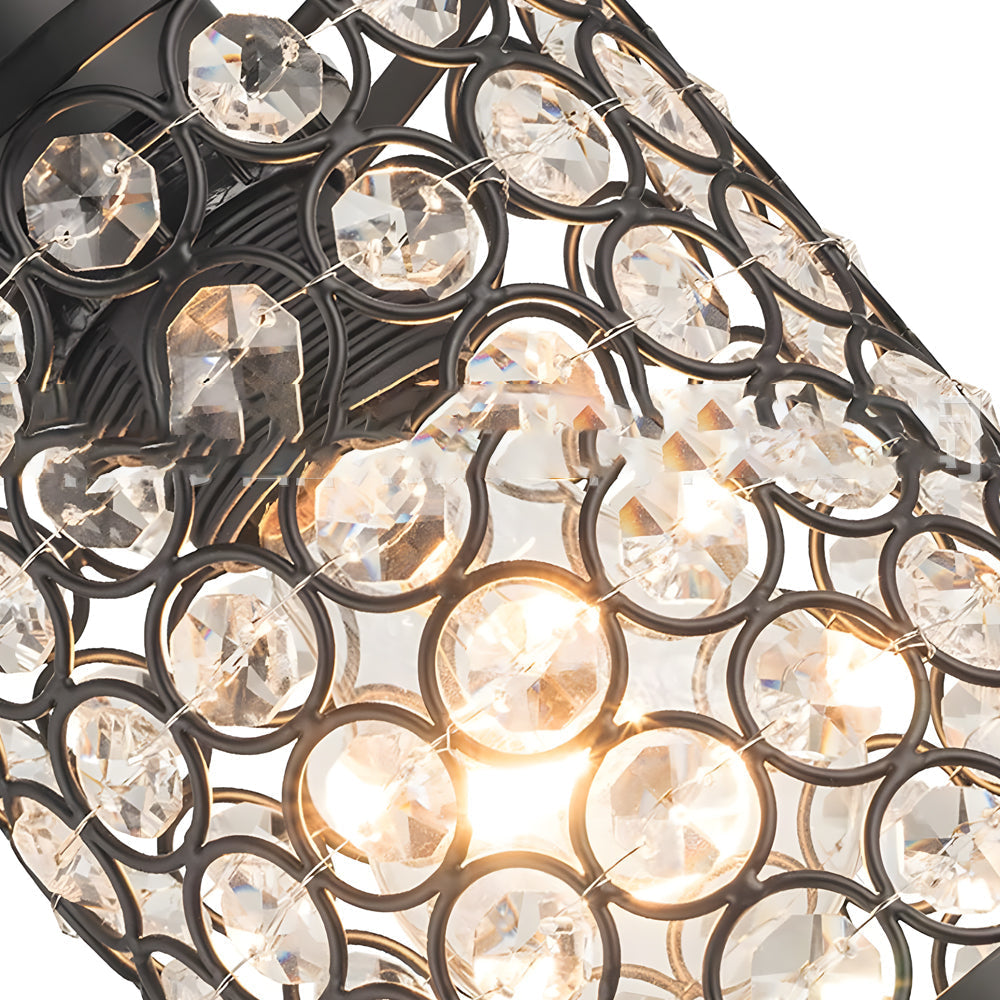 Crystal pendant chandelier set, Nordic minimalist geometric design, black and chrome, 2 pieces