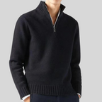 Men's half-zip pullover sweater wool blend, warm winter knitwear