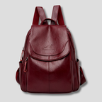 Women's leather backpack anti-theft embossed multi-pocket, adjustable straps