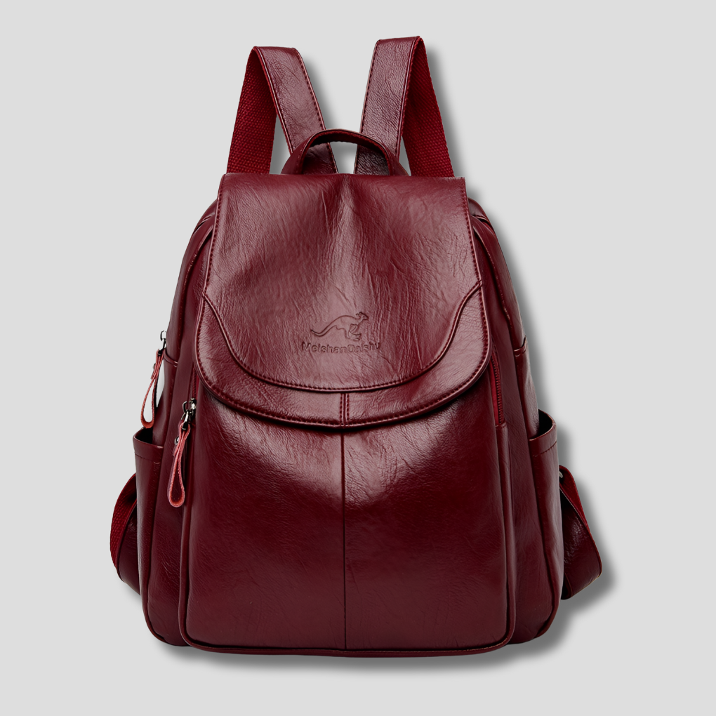 Women's leather backpack anti-theft embossed multi-pocket, adjustable straps