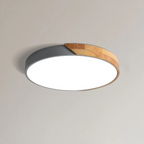 Scandinavian wood LED ceiling light, round modern indoor flush mount