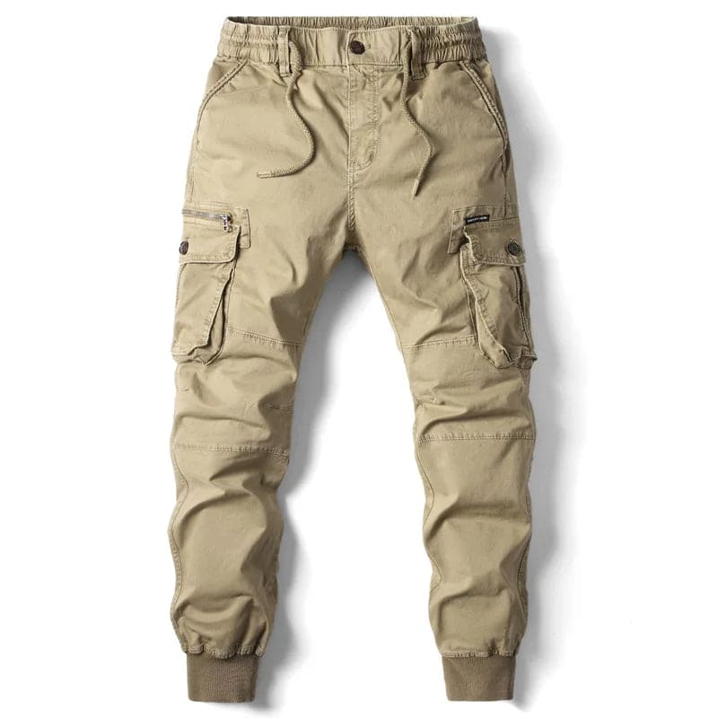 Men cargo joggers tapered fit with utility pockets and elastic drawstring waist