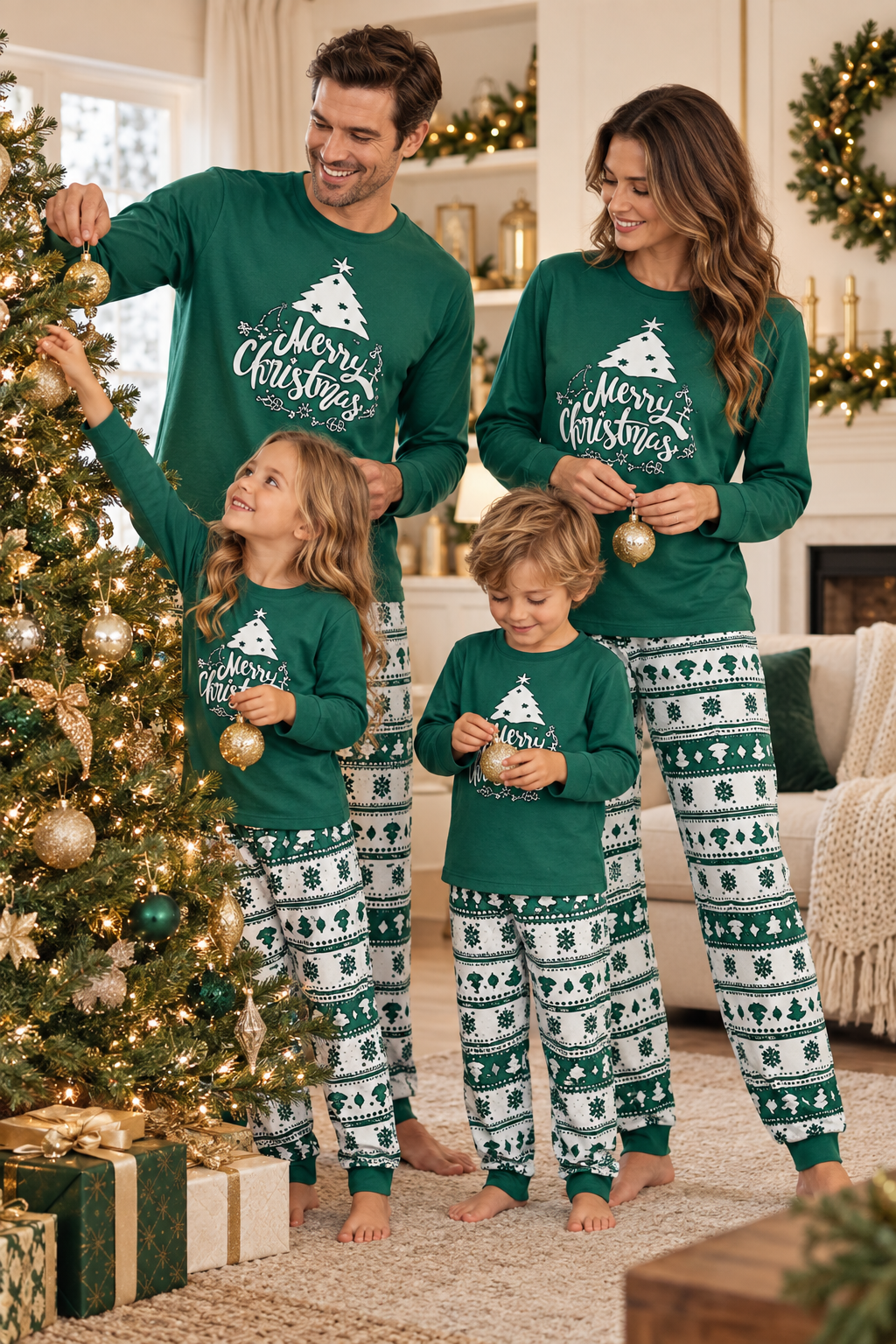 Christmas Pajamas Family Matching Sets Cotton Women Men Kids Baby
