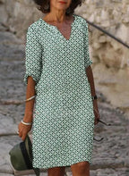 Women's midi dress flattering body-hugging fit, versatile day to night style
