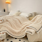 Microfiber blanket soft lightweight stripe design for couch bed and travel all seasons