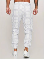 Men polyester jogger pants regular fit in grey black and white