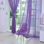 Floral voile curtains set of 2 transparent eyelet panels 200x100cm