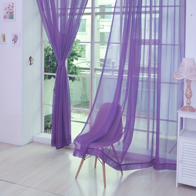 Floral voile curtains set of 2 transparent eyelet panels 200x100cm