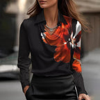 Women satin blouse draped neckline long sleeve, polished silhouette