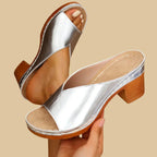 Women orthopedic sandals thick block heel with buckle closure in multiple colors