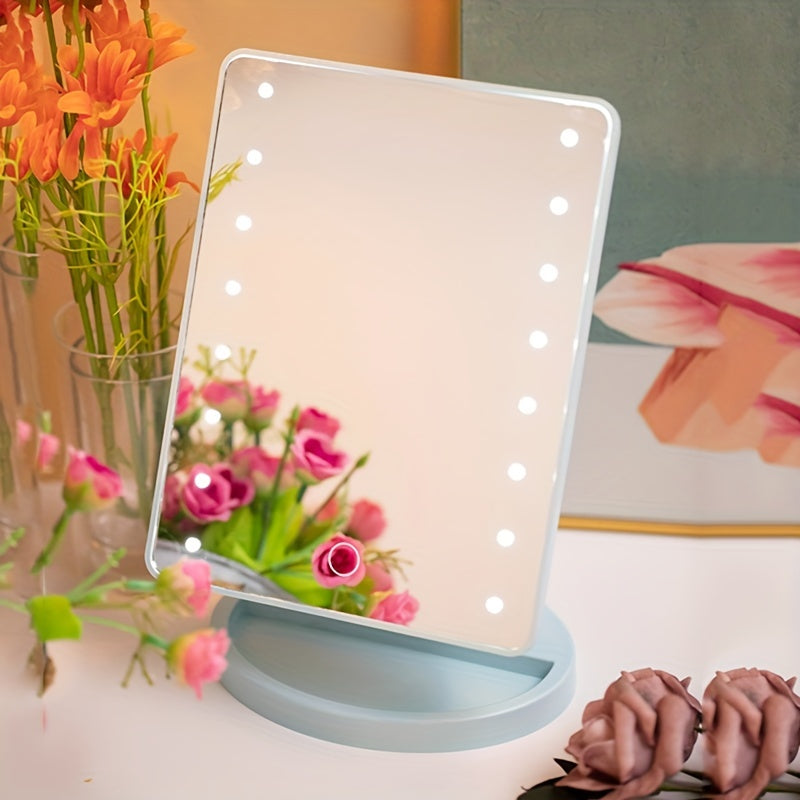 LED makeup mirror with 16 LEDs, touch control and adjustable brightness, USB powered
