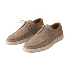 Men's suede leather loafers with lace-up closure and closed toe, regular fit