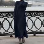 Women's winter knit midi dress with pockets and side slit, available in multiple colours