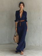 Casual maxi dress bohemian flowy style with abstract print, women's breathable summer dress