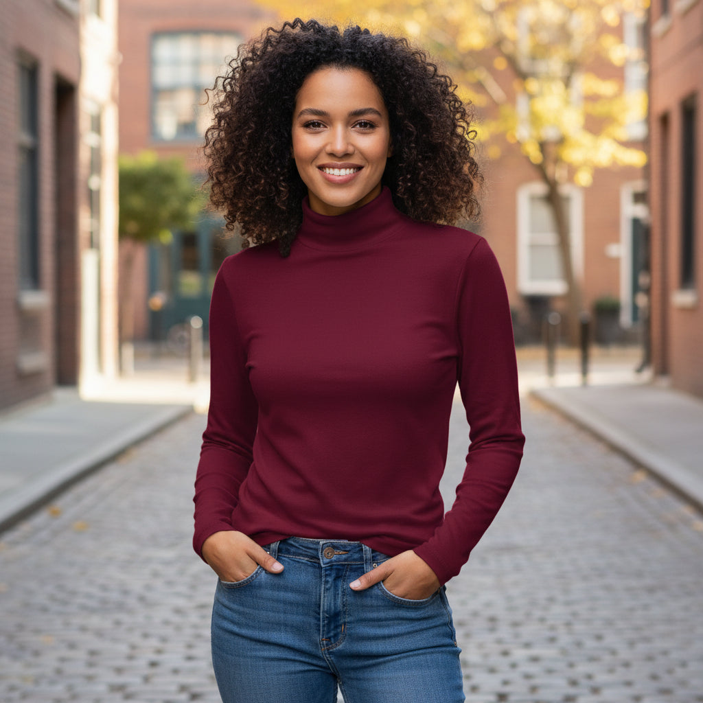 Women's Turtleneck - Slim & Fitted - Long Sleeves