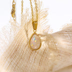 Opal drop pendant necklace 18K gold teardrop natural opal minimalist