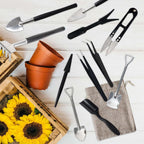 Succulent tool set 12-in-1 stainless steel with linen storage bag for indoor plants