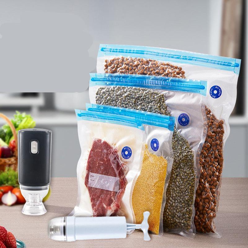Reusable vacuum storage bags set with hand pump, PA+PE airtight food fresh keeper, 4 sizes