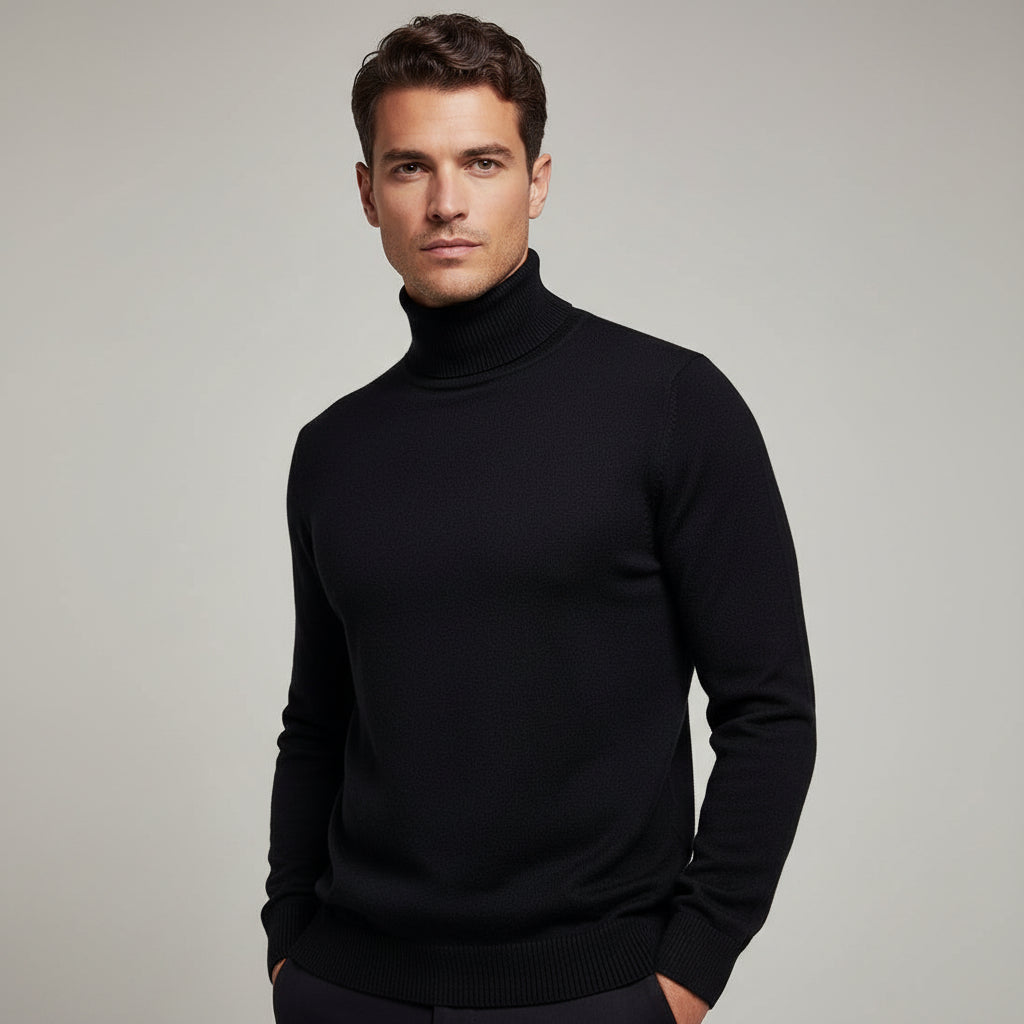 Merino Wool Turtleneck Sweater Men - Fine and Stylish