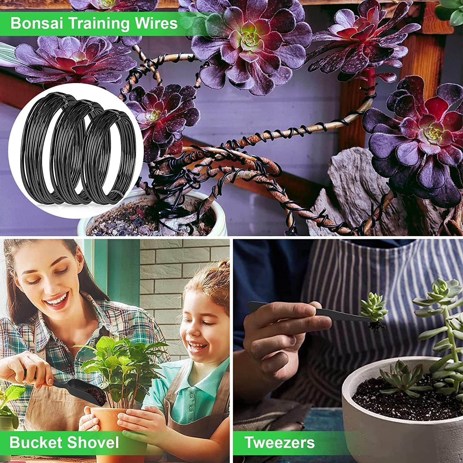 24 Piece Bonsai Tree Care Kit high carbon steel tools with carry bag