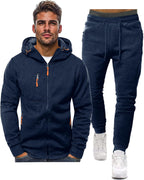 Men's tracksuit set slim fit, lightweight breathable pullover and trousers, casual sporty