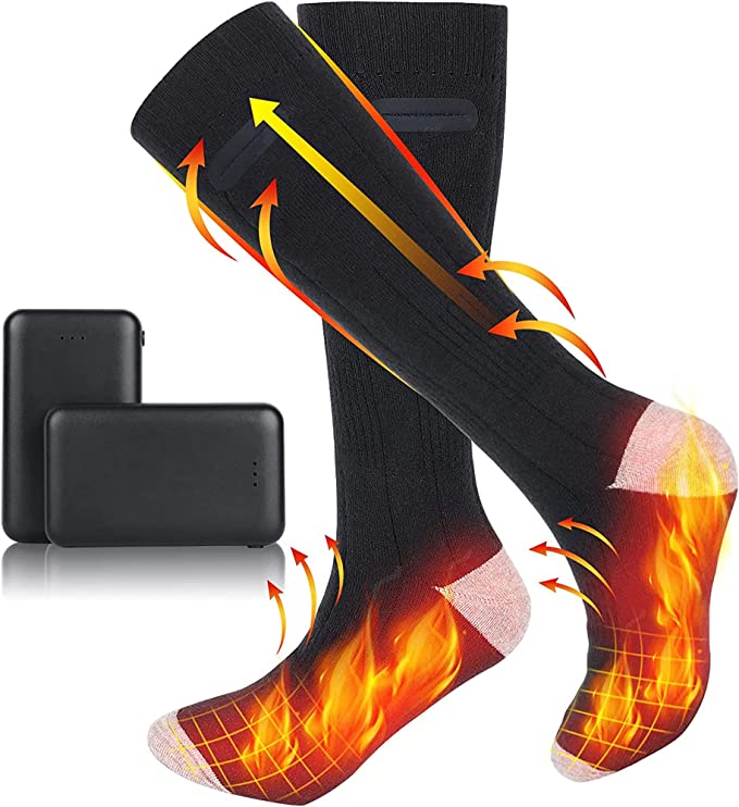 Unisex rechargeable heated socks 3 pairs, 8+ hours warmth, 3 temperature settings