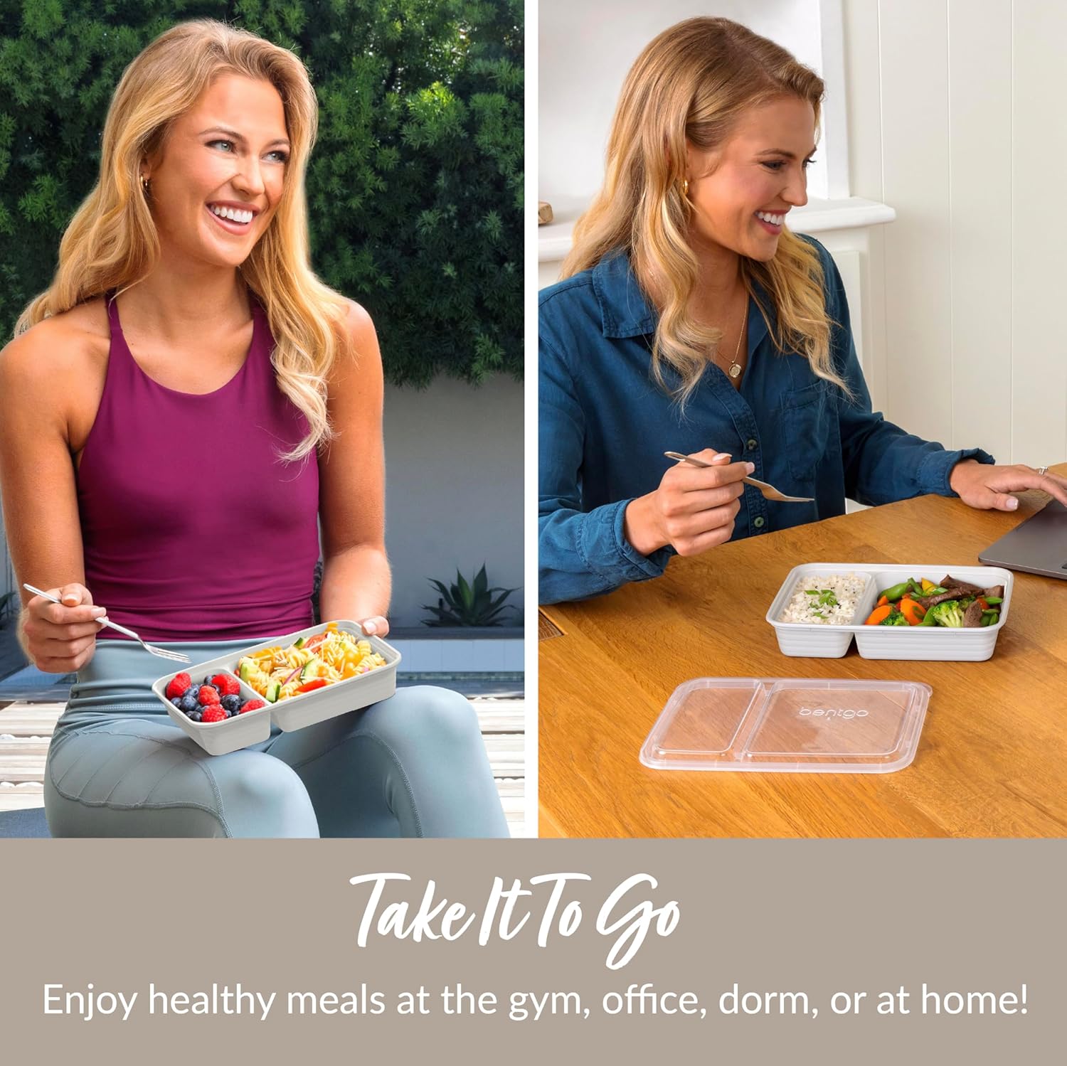 Food storage containers 20-piece set with 2 compartments, BPA-free reusable meal prep