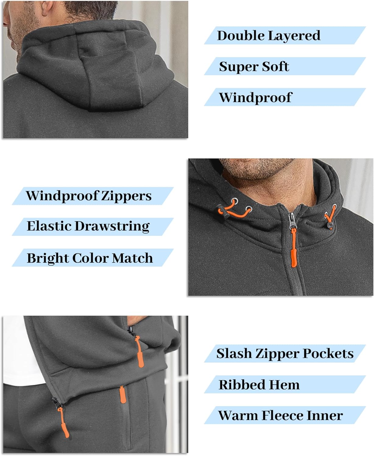 Men's tracksuit set slim fit, lightweight breathable pullover and trousers, casual sporty
