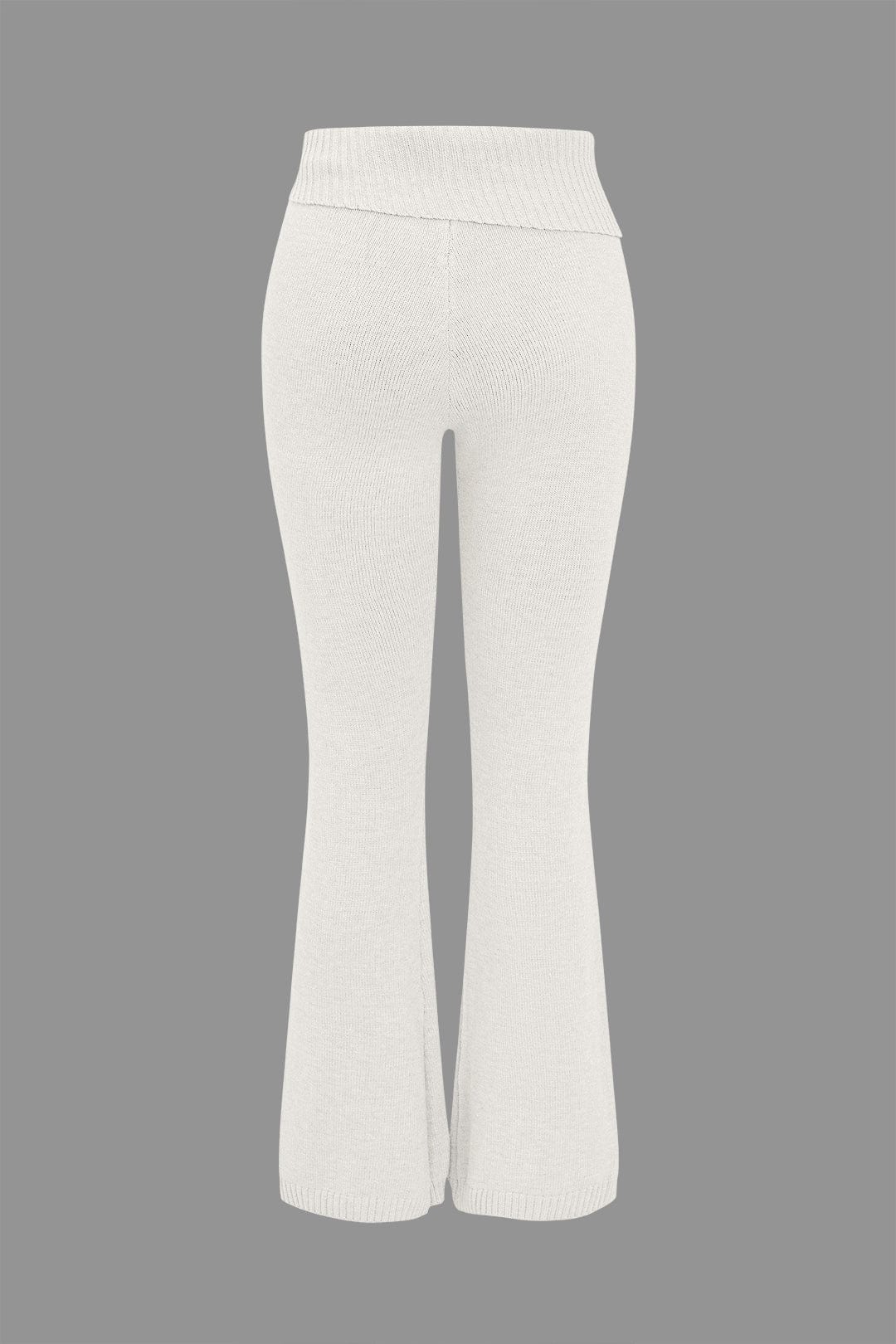 Women 2 piece knit hoodie and flared pants set with side buckle detail